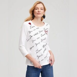 Chico's Women’s Top Heart Stamp